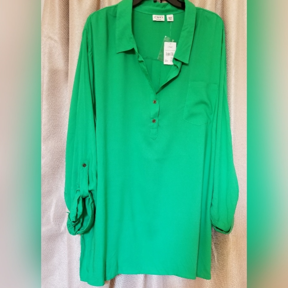 Plus Size Fashion...Green Long Sleeve Top